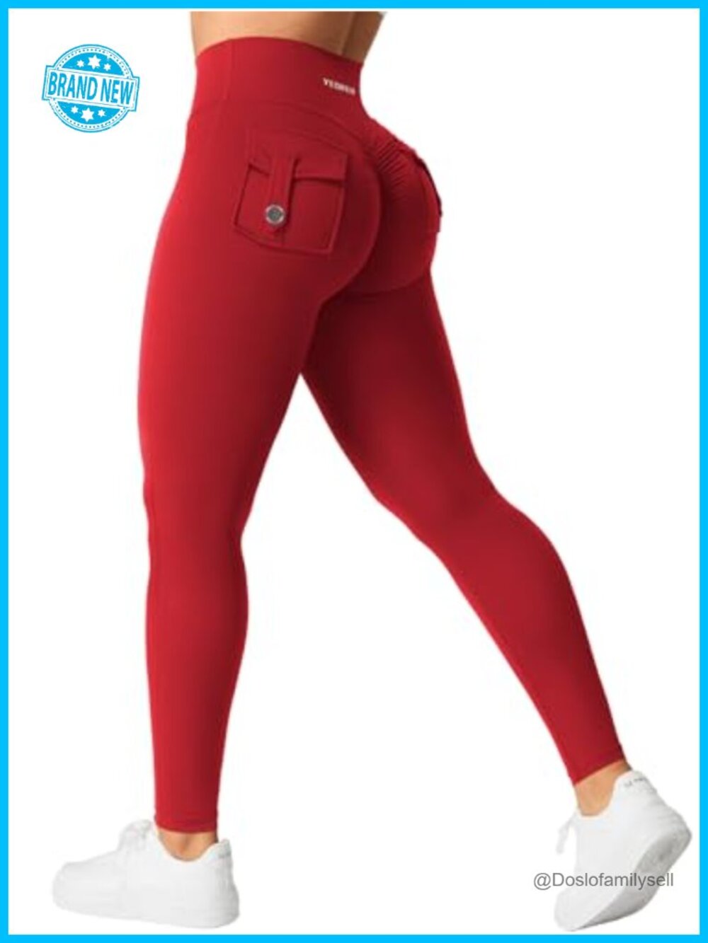 Scrunch Butt Lifting Leggings with Pockets V Cross High Waist Yoga Pants